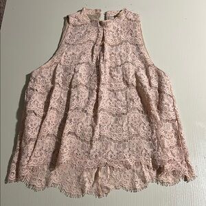 Love, Fire Blush Lace Sleeveless Top- Size Small